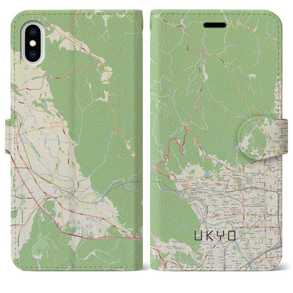 【右京（京都府）】地図柄iPhoneケース（手帳タイプ）ナチュラル・iPhone XS Max 用