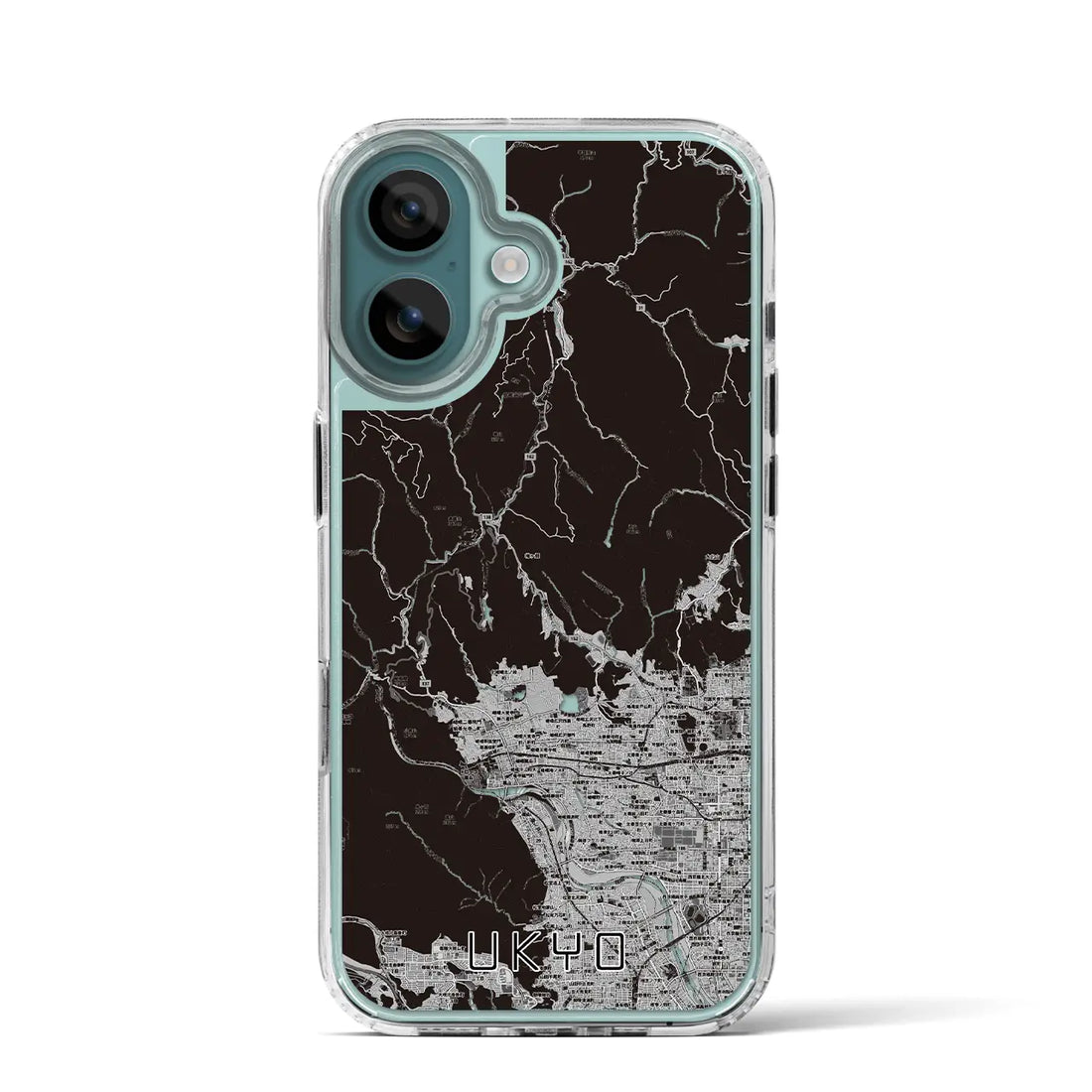 【右京（京都府）】地図柄iPhoneケース（MagSafeタイプ）モノトーン・iPhone 16 Pro 用