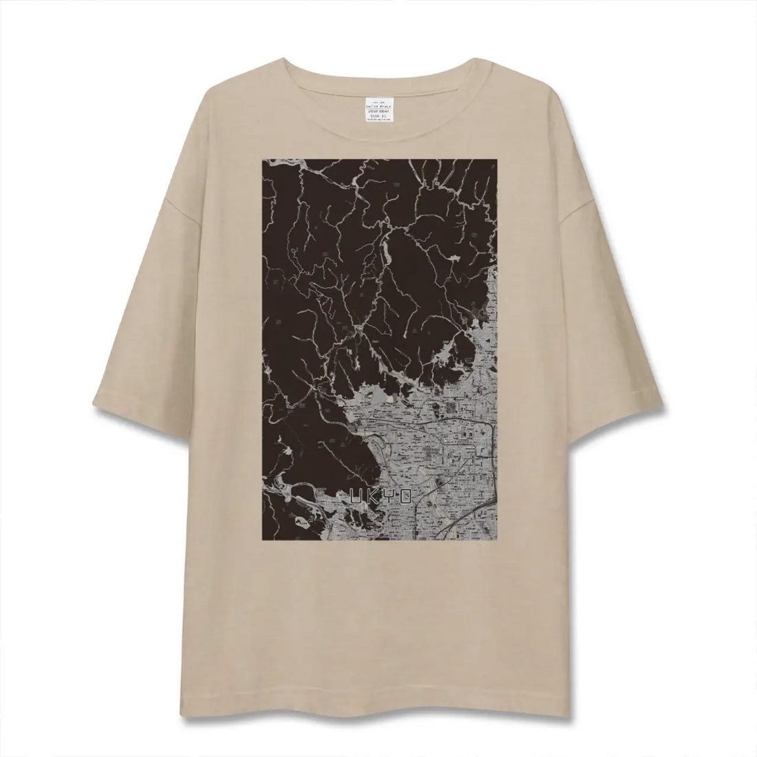 【右京（京都府）】地図柄ビッグシルエットTシャツ