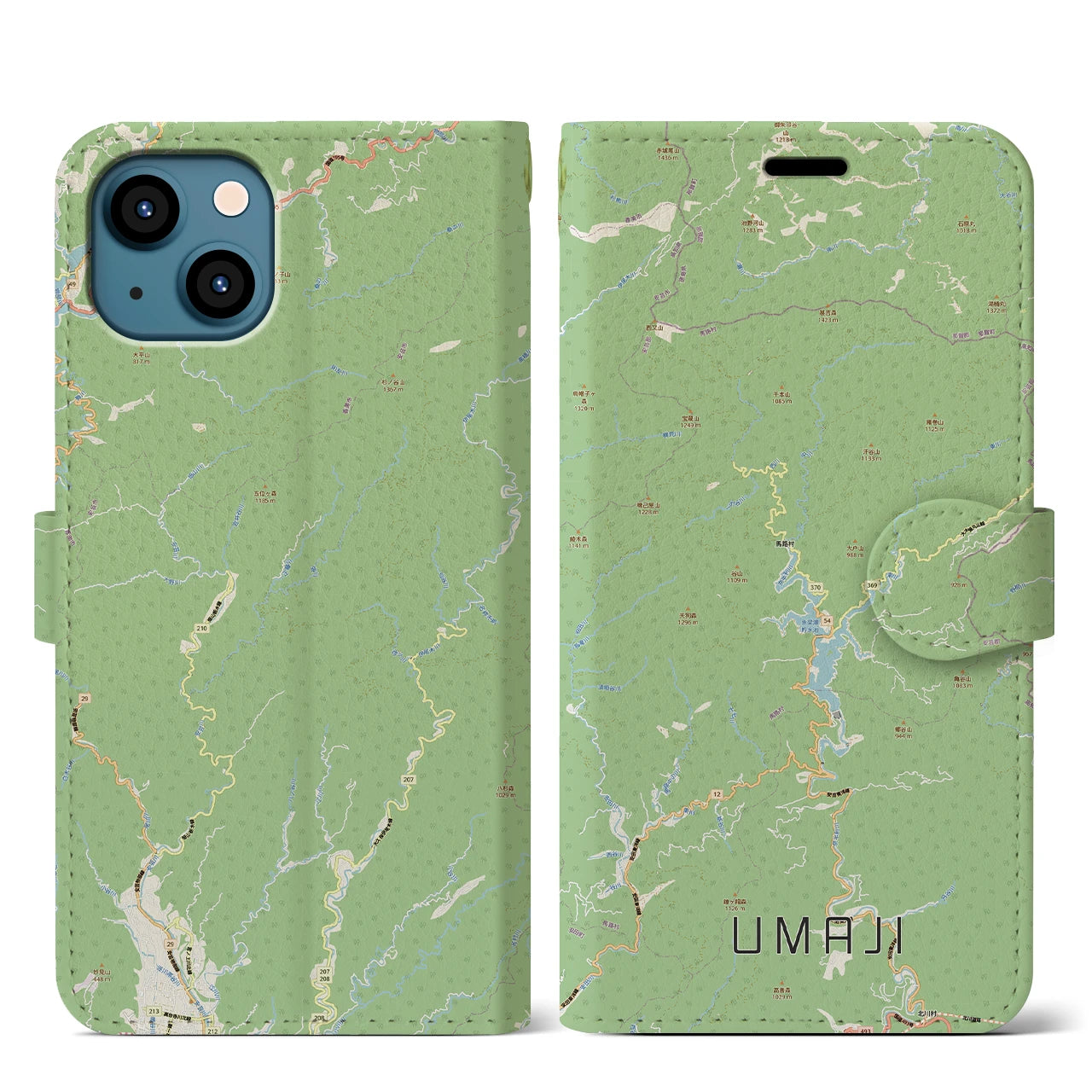 【馬路（高知県）】地図柄iPhoneケース（手帳タイプ）