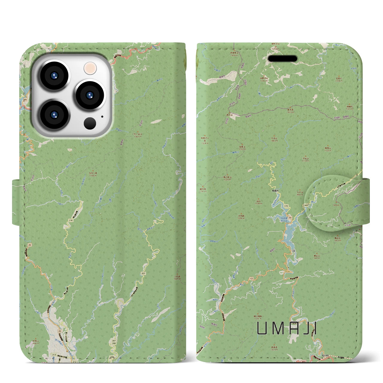 【馬路（高知県）】地図柄iPhoneケース（手帳タイプ）