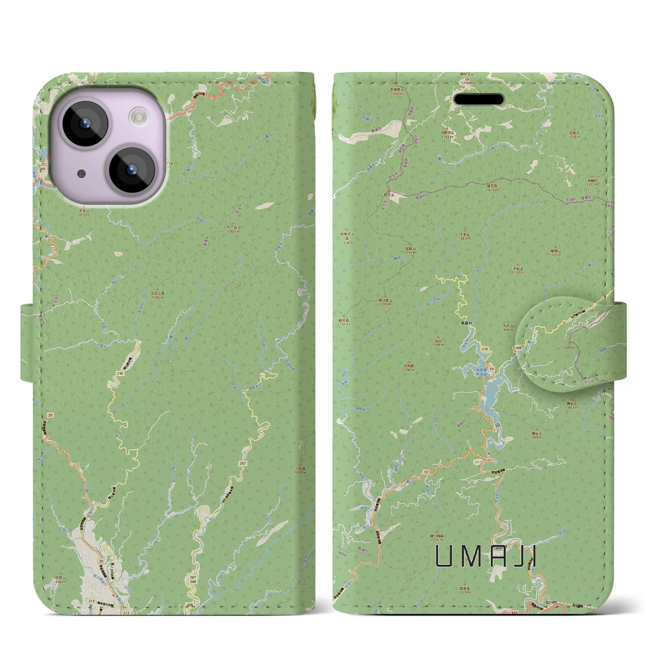 【馬路（高知県）】地図柄iPhoneケース（手帳タイプ）