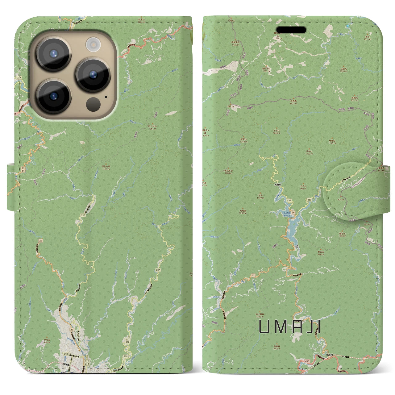 【馬路（高知県）】地図柄iPhoneケース（手帳タイプ）