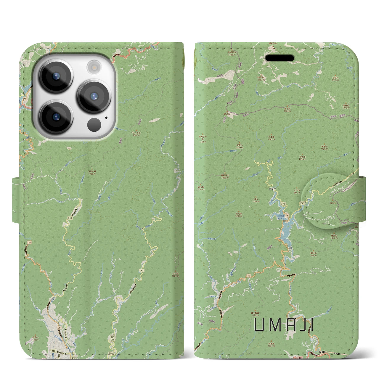 【馬路（高知県）】地図柄iPhoneケース（手帳タイプ）