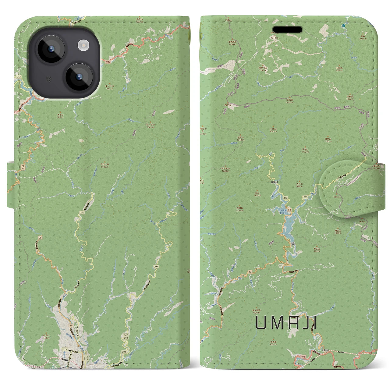 【馬路（高知県）】地図柄iPhoneケース（手帳タイプ）