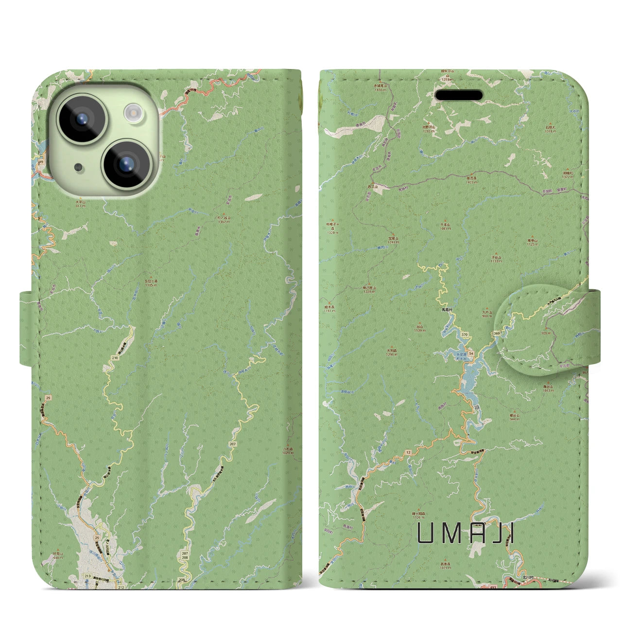 【馬路（高知県）】地図柄iPhoneケース（手帳タイプ）