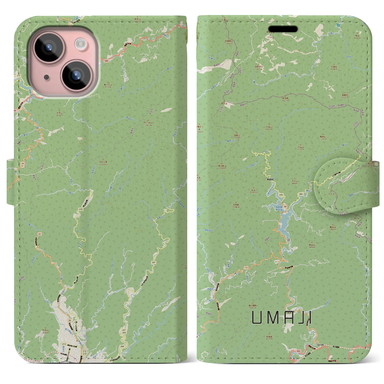 【馬路（高知県）】地図柄iPhoneケース（手帳タイプ）