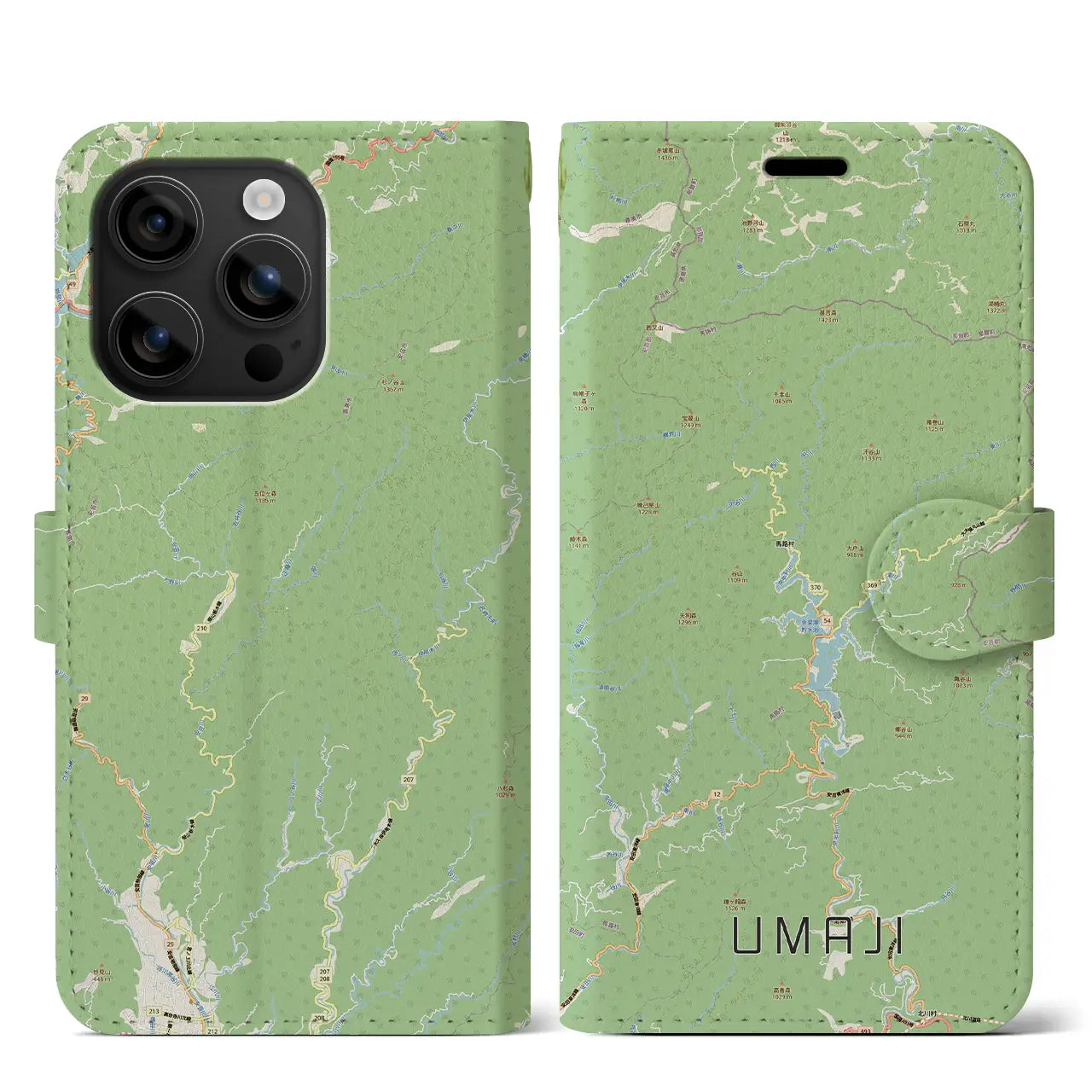 【馬路（高知県）】地図柄iPhoneケース（手帳タイプ）