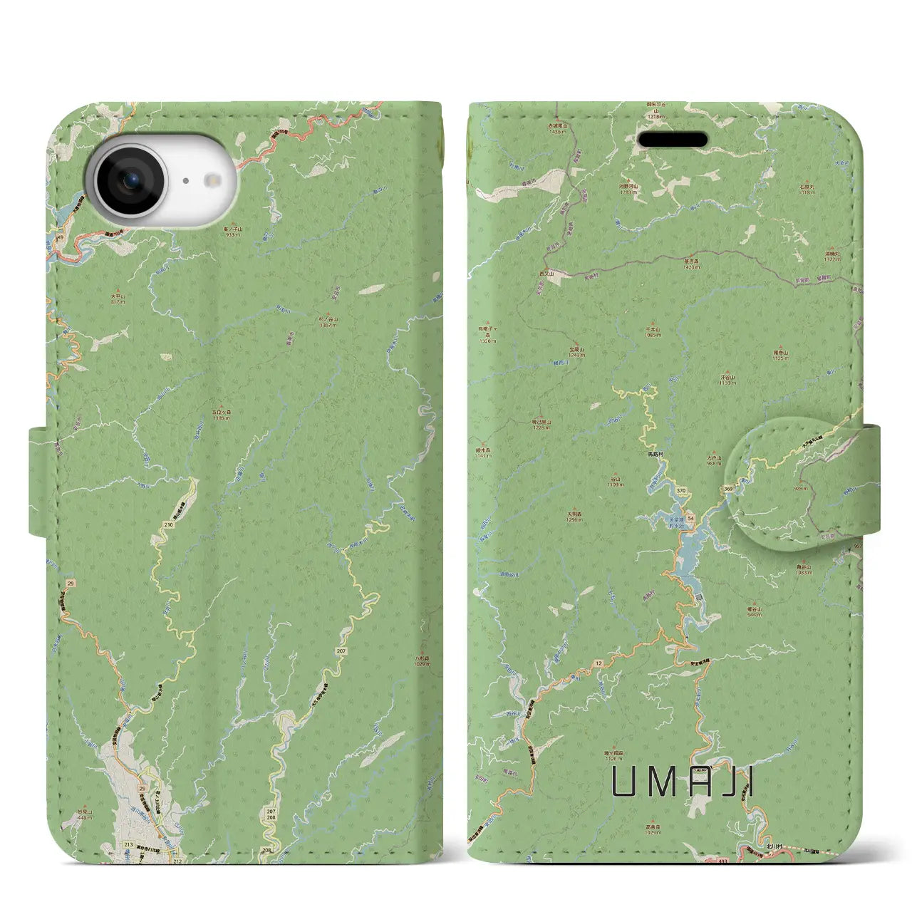 【馬路（高知県）】地図柄iPhoneケース（手帳タイプ）