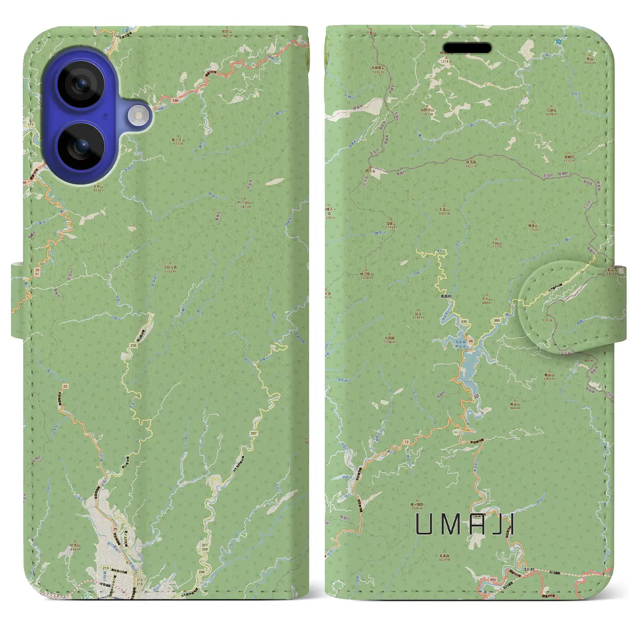 【馬路（高知県）】地図柄iPhoneケース（手帳タイプ）