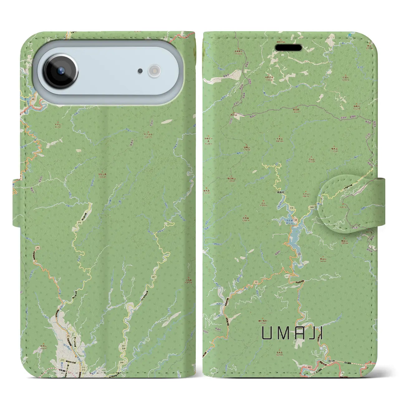 【馬路（高知県）】地図柄iPhoneケース（手帳タイプ）