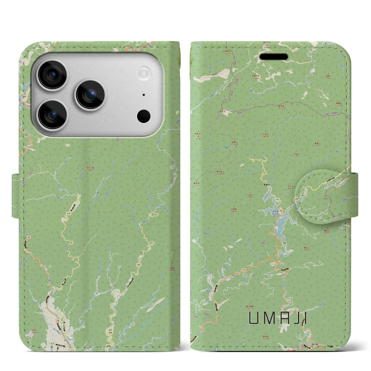 【馬路（高知県）】地図柄iPhoneケース（手帳タイプ）