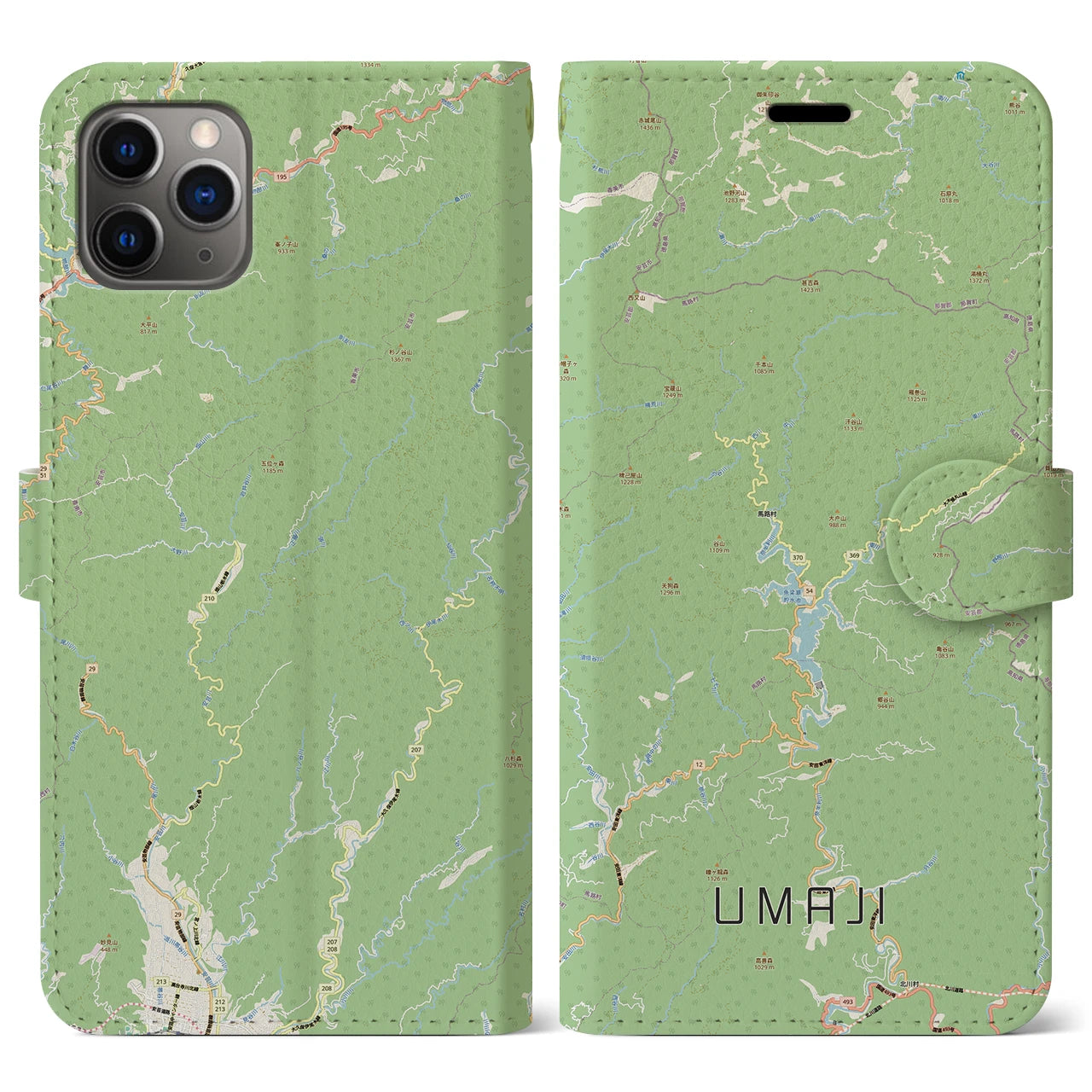 【馬路（高知県）】地図柄iPhoneケース（手帳タイプ）