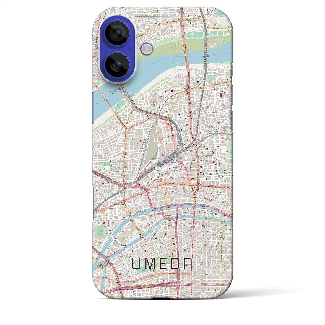 【梅田(大阪府)】地図柄iPhoneケース(バックカバータイプ)ナチュラル・iPhone 16 Pro Max 用