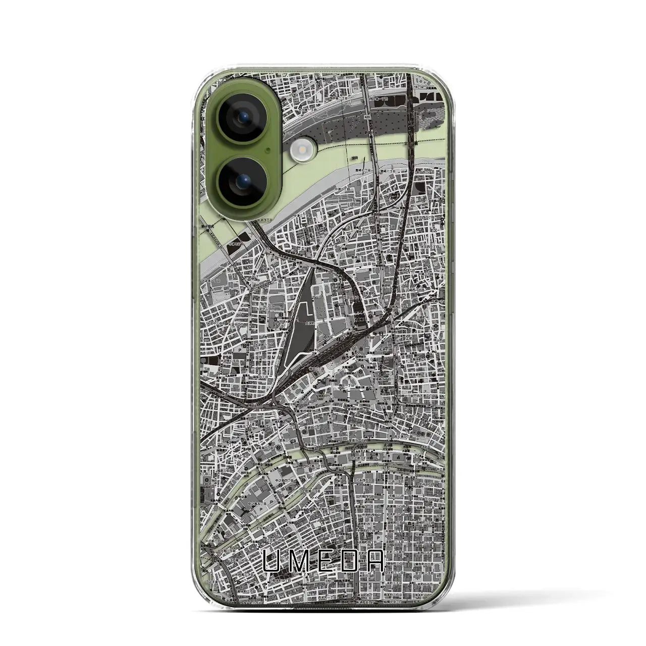 【梅田（大阪府）】地図柄iPhoneケース（クリアタイプ）