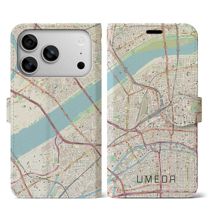 【梅田（大阪府）】地図柄iPhoneケース（手帳タイプ）