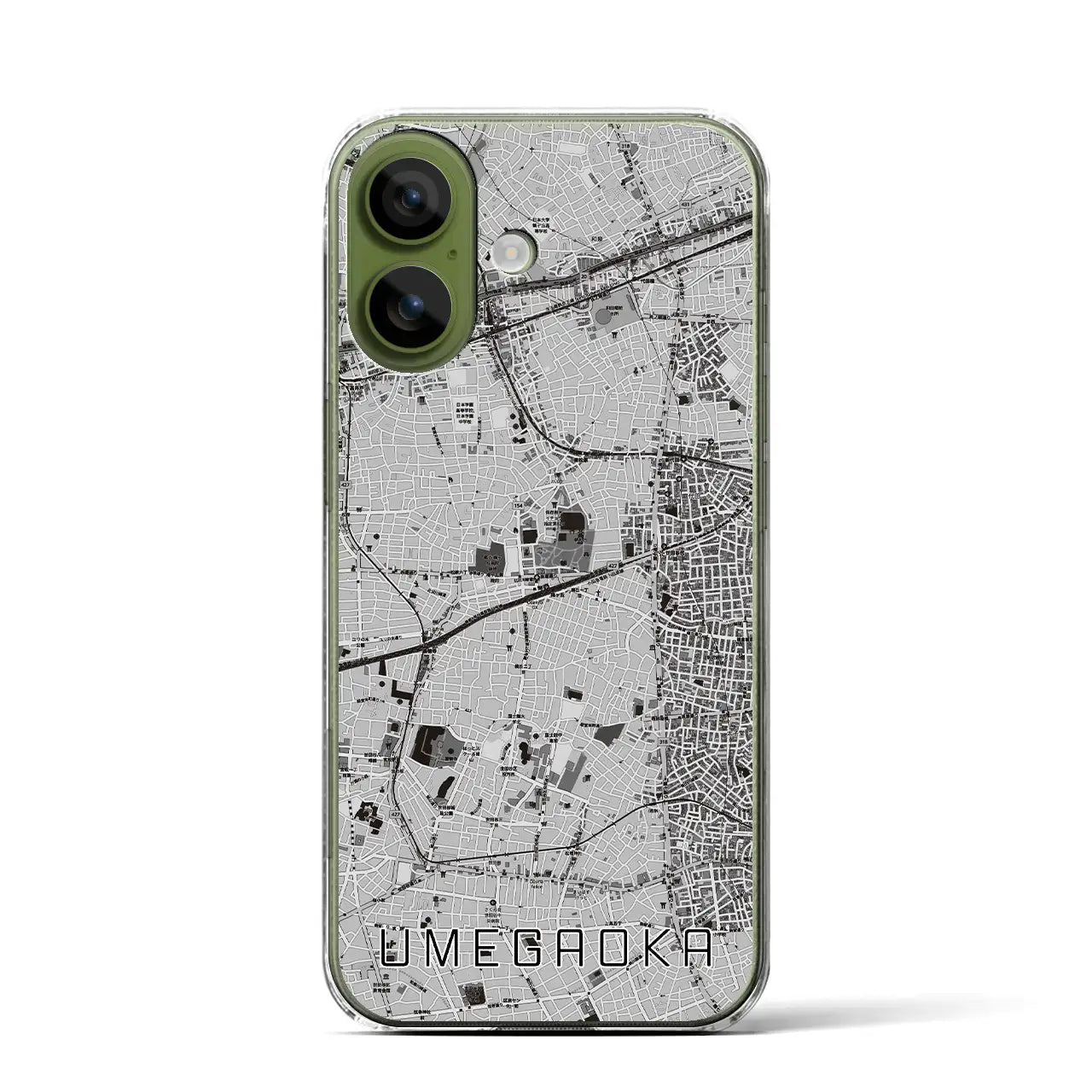 【梅ヶ丘（東京都）】地図柄iPhoneケース（クリアタイプ）