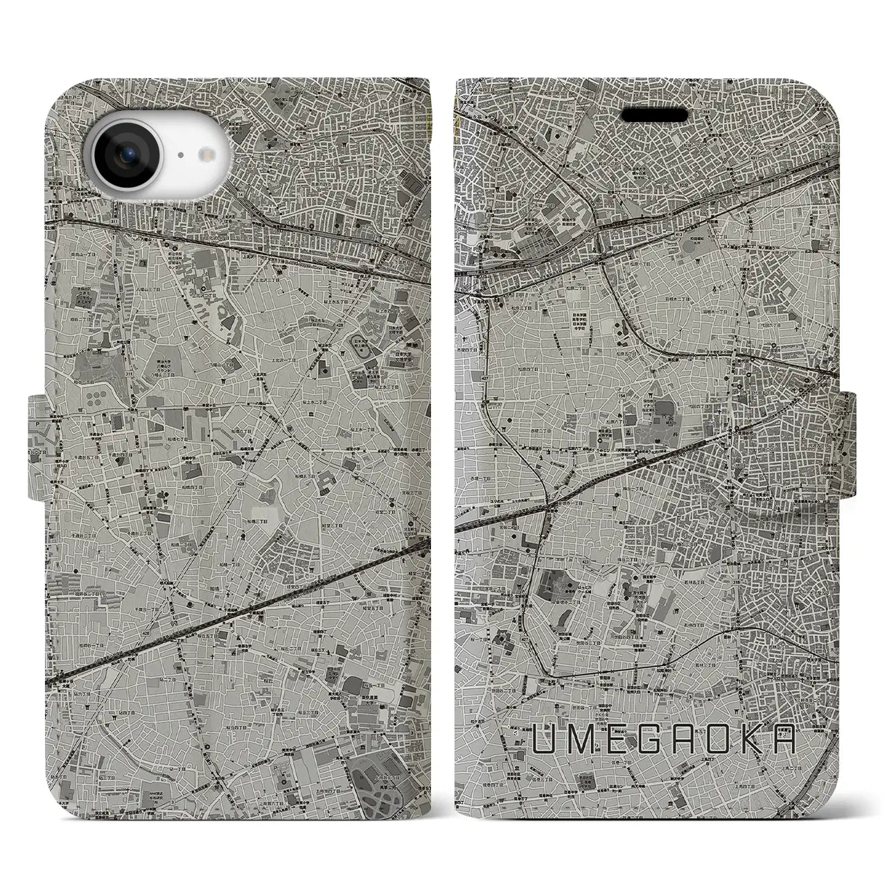 【梅ヶ丘（東京都）】地図柄iPhoneケース（手帳タイプ）