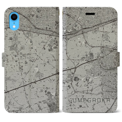 【梅ヶ丘（東京都）】地図柄iPhoneケース（手帳タイプ）モノトーン・iPhone XR 用