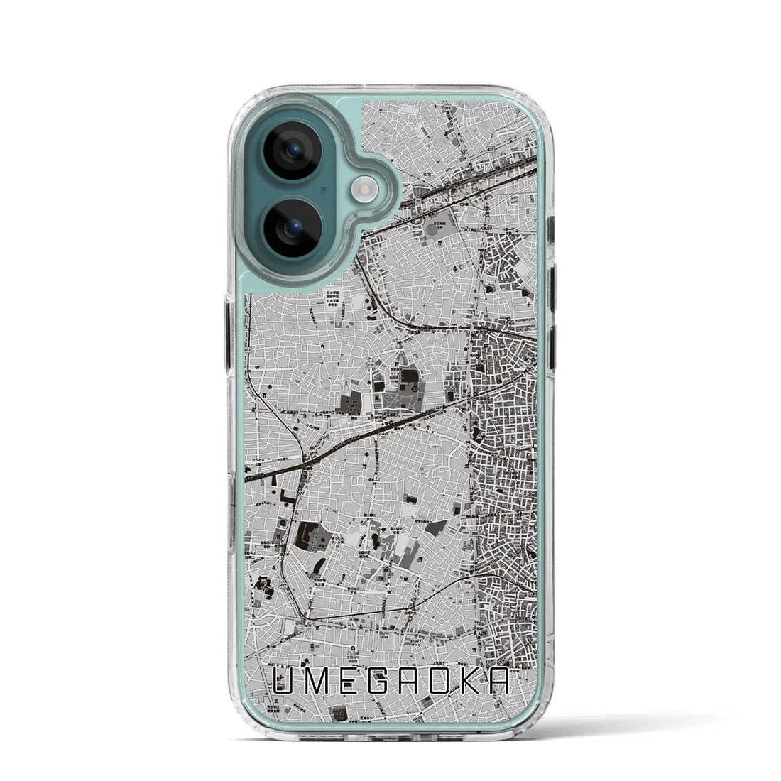 【梅ヶ丘（東京都）】地図柄iPhoneケース（MagSafeタイプ）モノトーン・iPhone 16 Pro 用