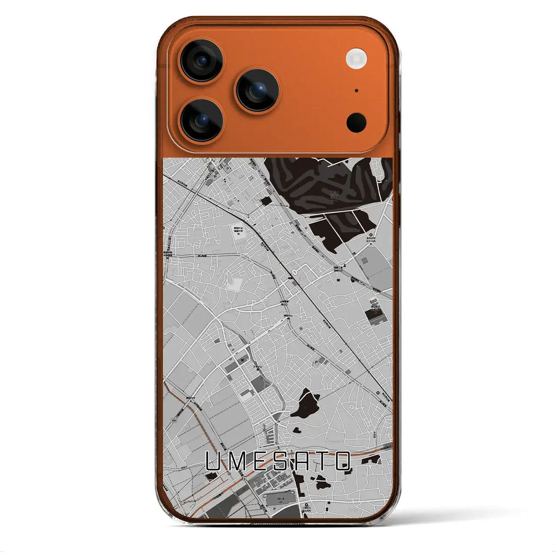 【梅郷(千葉県)】地図柄iPhoneケース(クリアタイプ)モノトーン・iPhone 17 Pro Max 用