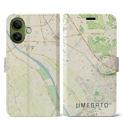 【梅郷（千葉県）】地図柄iPhoneケース（手帳タイプ）