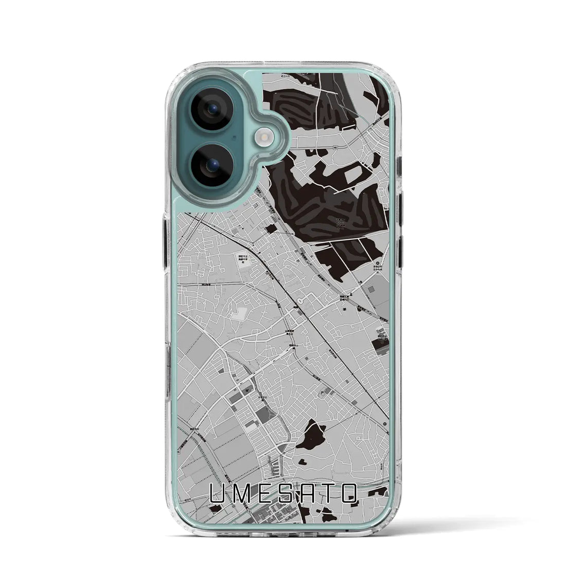 【梅郷（千葉県）】地図柄iPhoneケース（MagSafeタイプ）モノトーン・iPhone 16 Pro 用