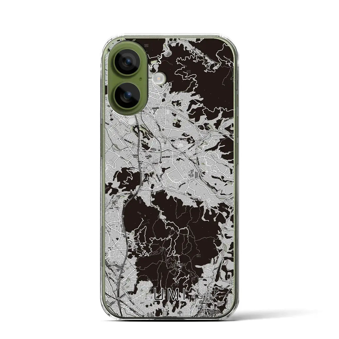 【宇美（福岡県）】地図柄iPhoneケース（クリアタイプ）モノトーン・iPhone 17 Pro Max 用