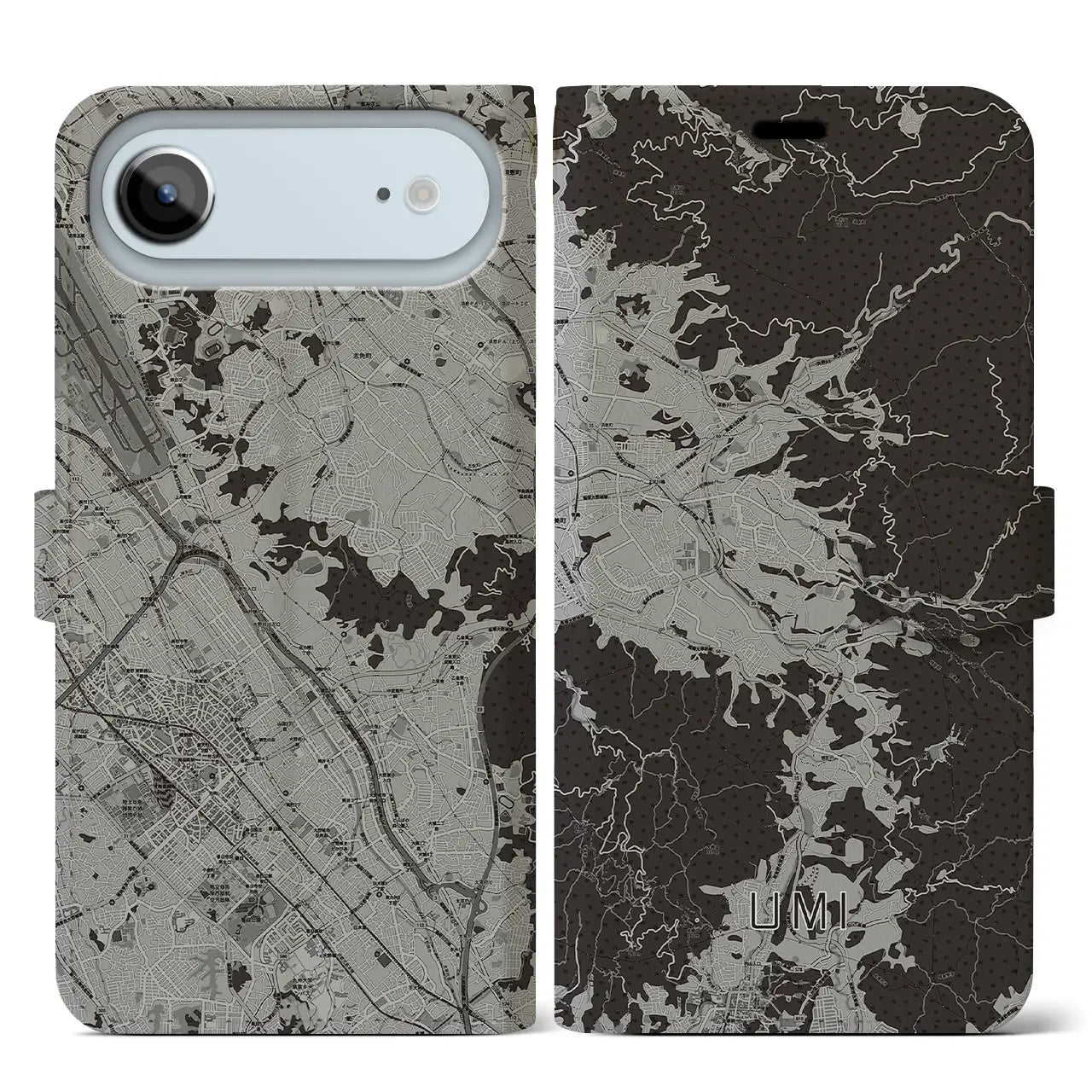 【宇美（福岡県）】地図柄iPhoneケース（手帳タイプ）