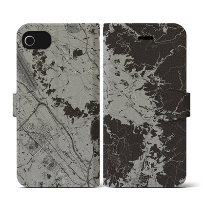 【宇美（福岡県）】地図柄iPhoneケース（手帳タイプ）モノトーン・iPhone SE（第3 / 第2世代） / 8 / 7 / 6s / 6 用