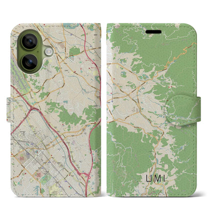 【宇美（福岡県）】地図柄iPhoneケース（手帳タイプ）