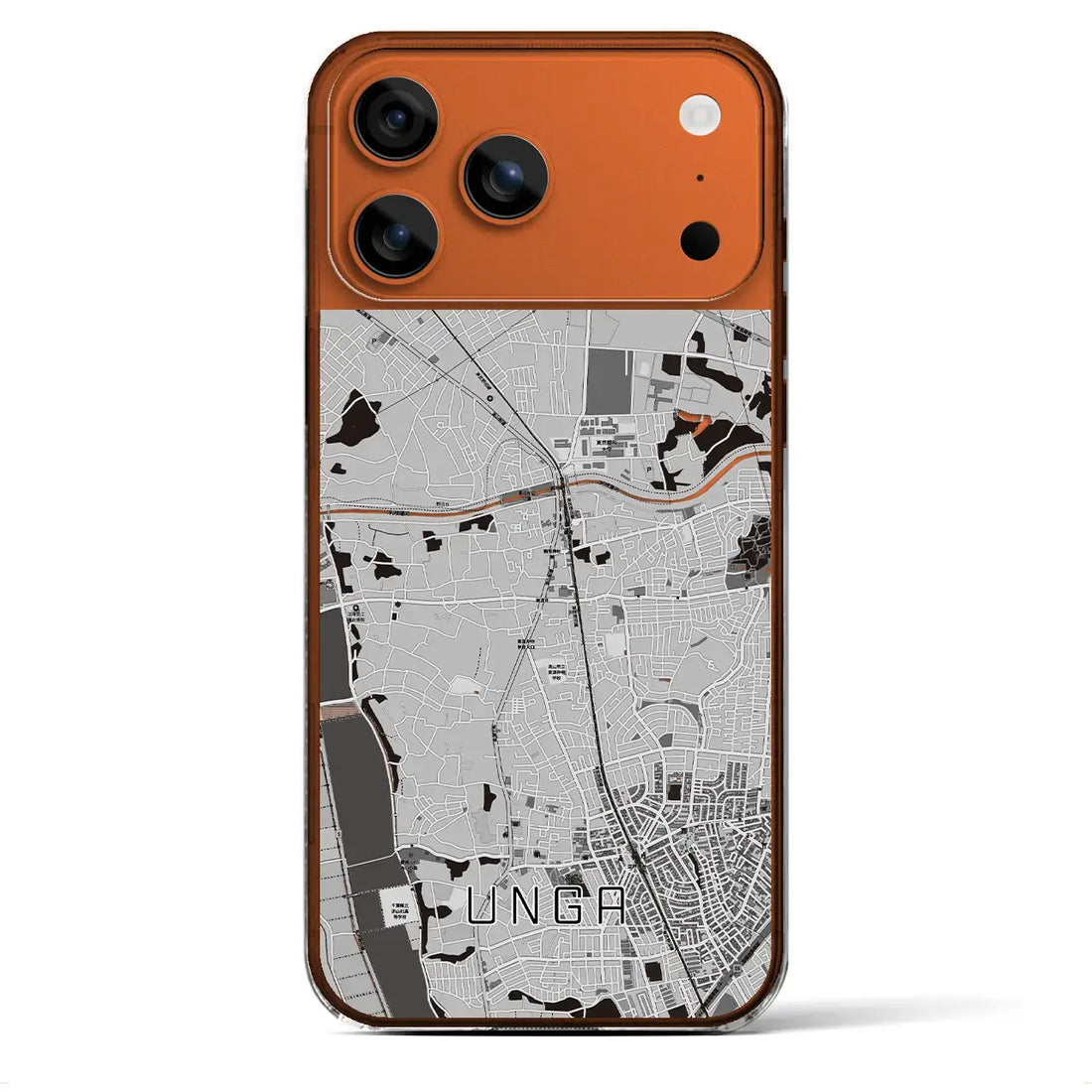 【運河（千葉県）】地図柄iPhoneケース（クリアタイプ）モノトーン・iPhone 17 Pro Max 用