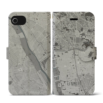 【運河（千葉県）】地図柄iPhoneケース（手帳タイプ）モノトーン・iPhone SE（第3 / 第2世代） / 8 / 7 / 6s / 6 用