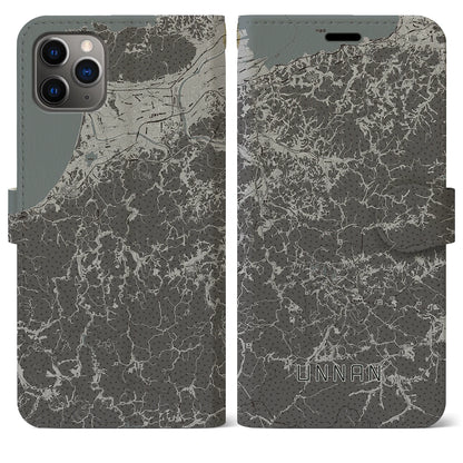 【雲南（島根県）】地図柄iPhoneケース（手帳タイプ）モノトーン・iPhone 11 Pro Max 用