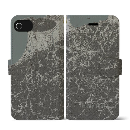 【雲南（島根県）】地図柄iPhoneケース（手帳タイプ）モノトーン・iPhone SE（第3 / 第2世代） / 8 / 7 / 6s / 6 用