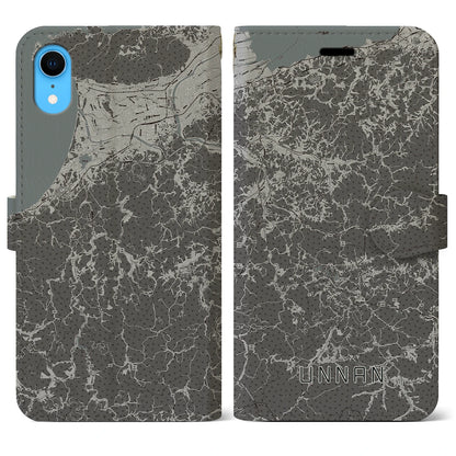 【雲南（島根県）】地図柄iPhoneケース（手帳タイプ）モノトーン・iPhone XR 用