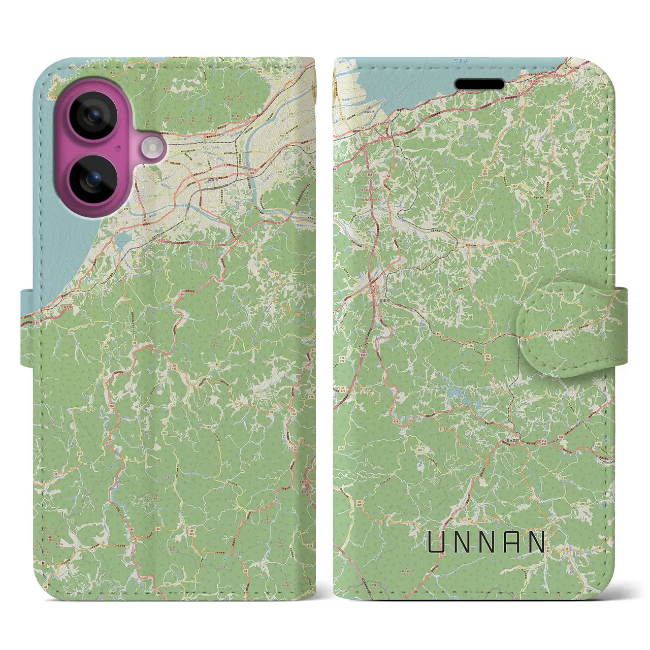 【雲南（島根県）】地図柄iPhoneケース（手帳タイプ）ナチュラル・iPhone 16 Pro 用