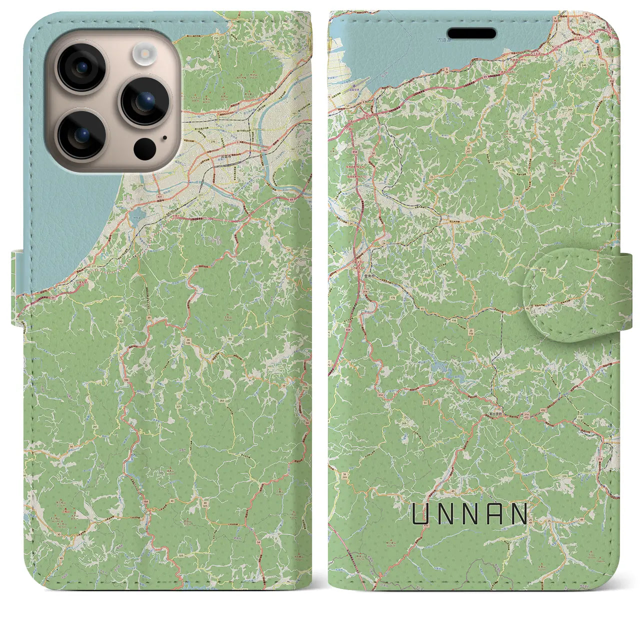 【雲南（島根県）】地図柄iPhoneケース（手帳タイプ）ナチュラル・iPhone 16 Plus 用