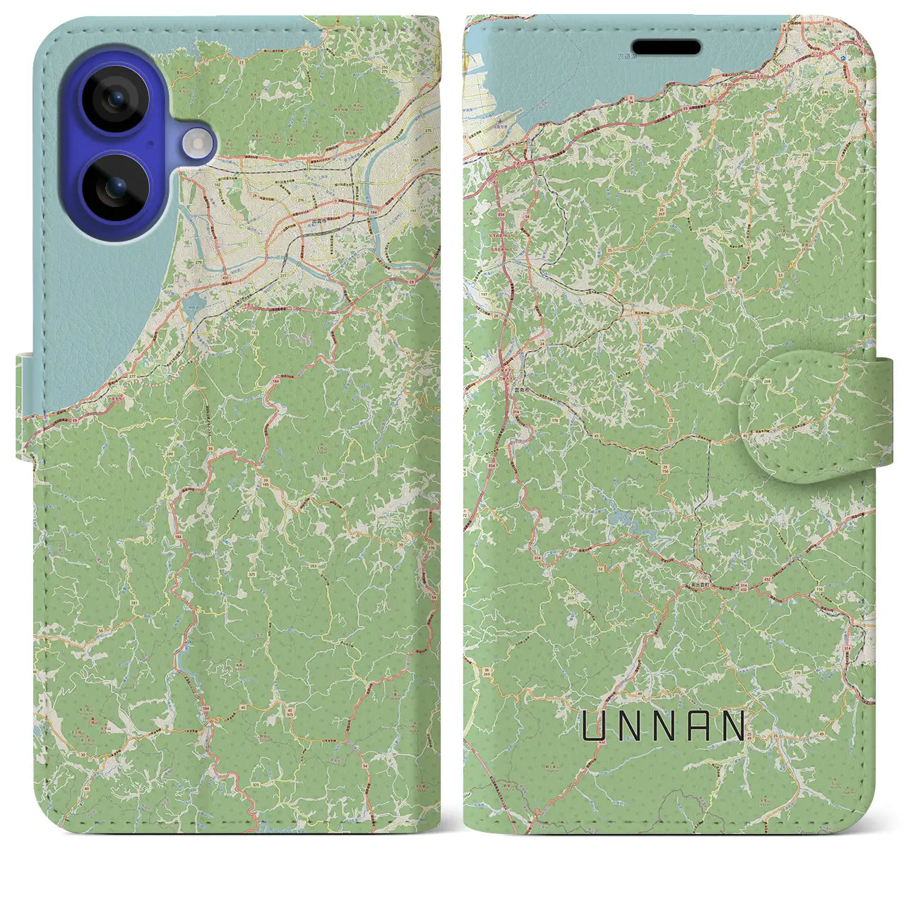 【雲南（島根県）】地図柄iPhoneケース（手帳タイプ）ナチュラル・iPhone 16 Pro Max 用