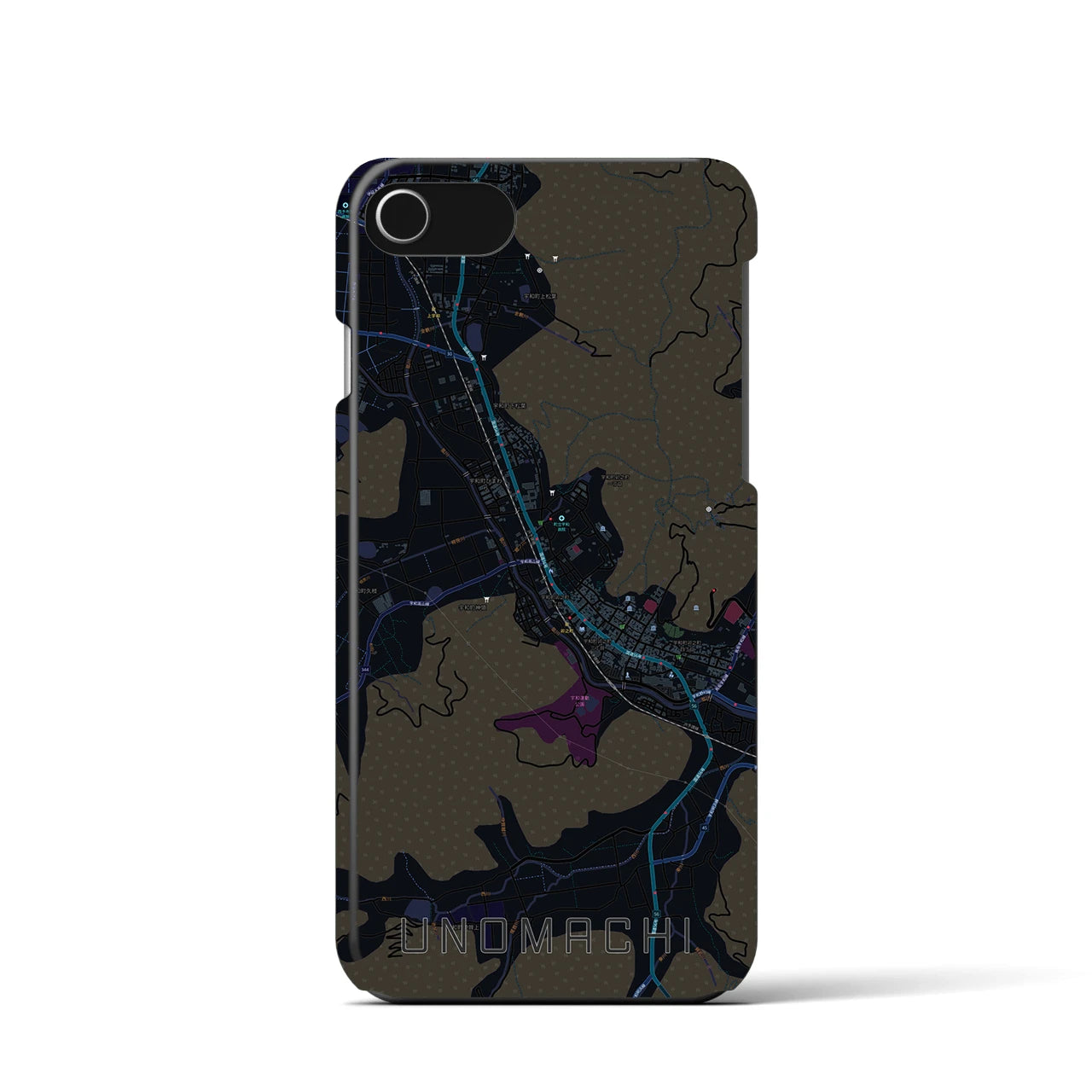 【卯之町（愛媛県）】地図柄iPhoneケース（バックカバータイプ）