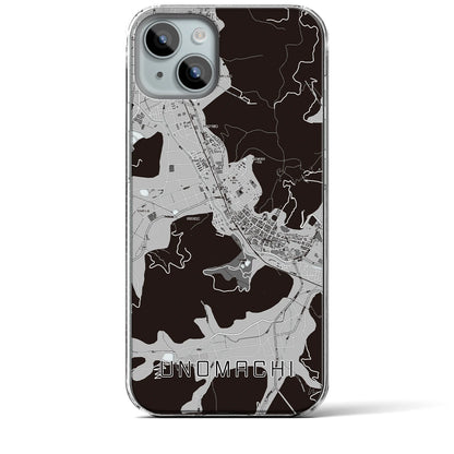 【卯之町（愛媛県）】地図柄iPhoneケース（クリアタイプ）モノトーン・iPhone 15 Plus 用