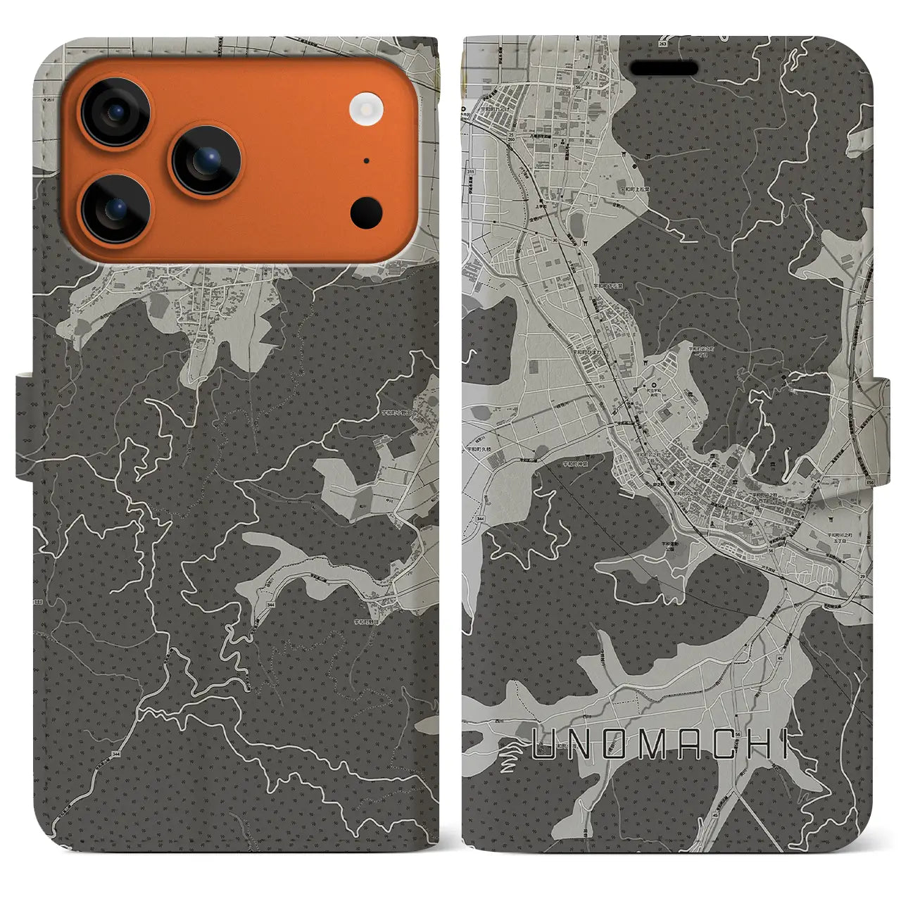 【卯之町（愛媛県）】地図柄iPhoneケース（手帳タイプ）