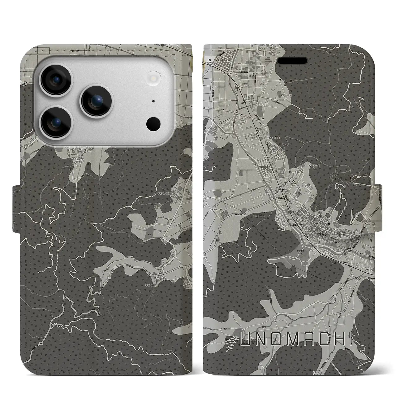 【卯之町（愛媛県）】地図柄iPhoneケース（手帳タイプ）