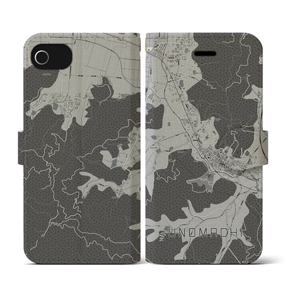 【卯之町（愛媛県）】地図柄iPhoneケース（手帳タイプ）モノトーン・iPhone SE（第3 / 第2世代） / 8 / 7 / 6s / 6 用