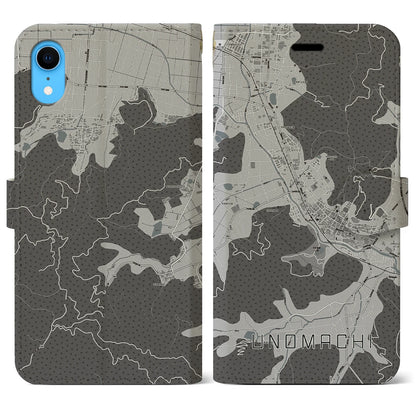 【卯之町（愛媛県）】地図柄iPhoneケース（手帳タイプ）モノトーン・iPhone XR 用