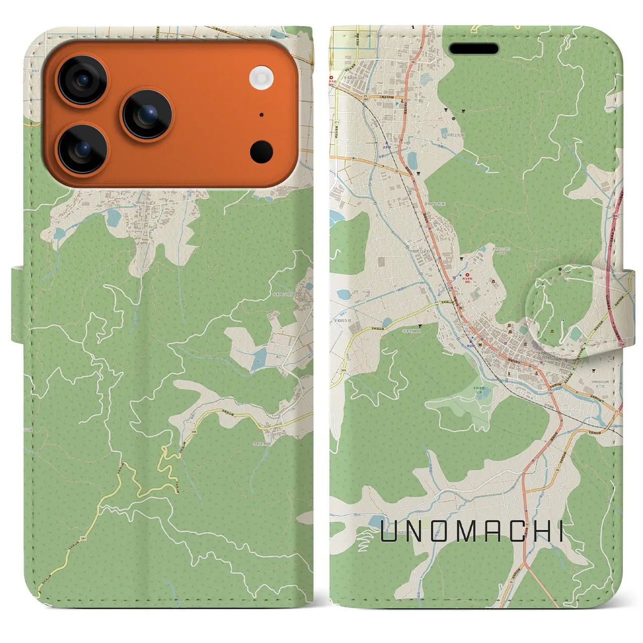 【卯之町（愛媛県）】地図柄iPhoneケース（手帳タイプ）