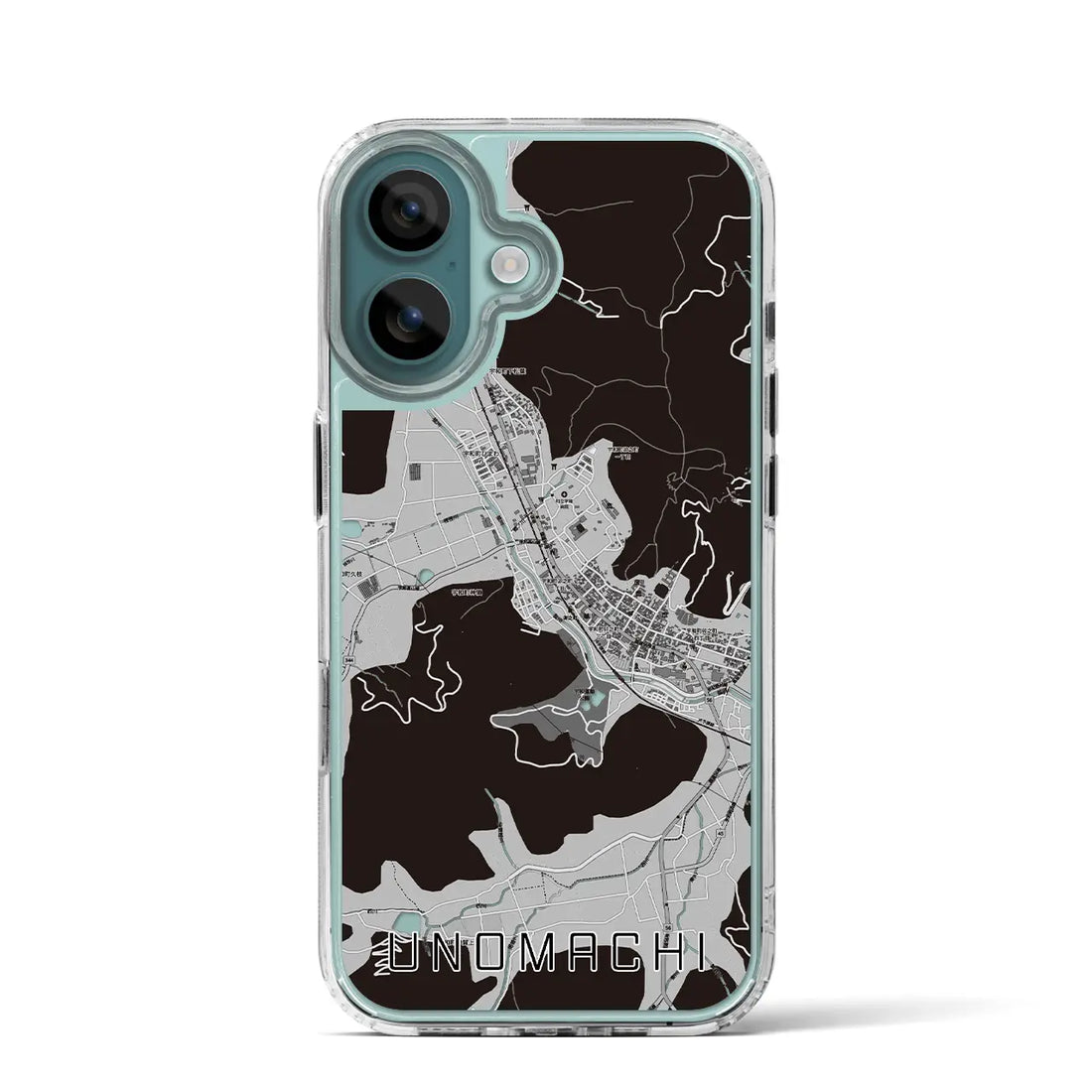 【卯之町(愛媛県)】地図柄iPhoneケース(MagSafeタイプ)モノトーン・iPhone 16 Pro 用