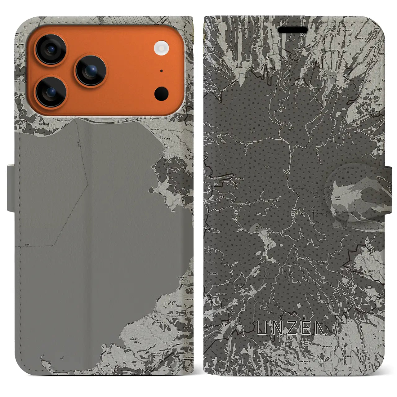 【雲仙（長崎県）】地図柄iPhoneケース（手帳タイプ）