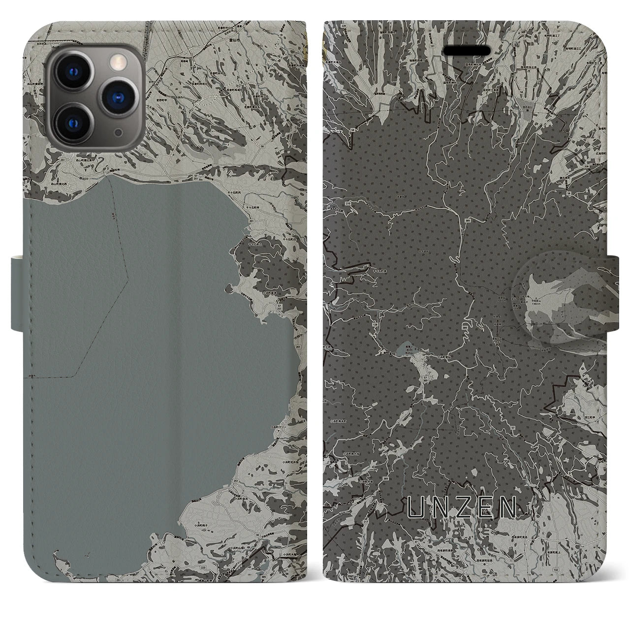 【雲仙（長崎県）】地図柄iPhoneケース（手帳タイプ）