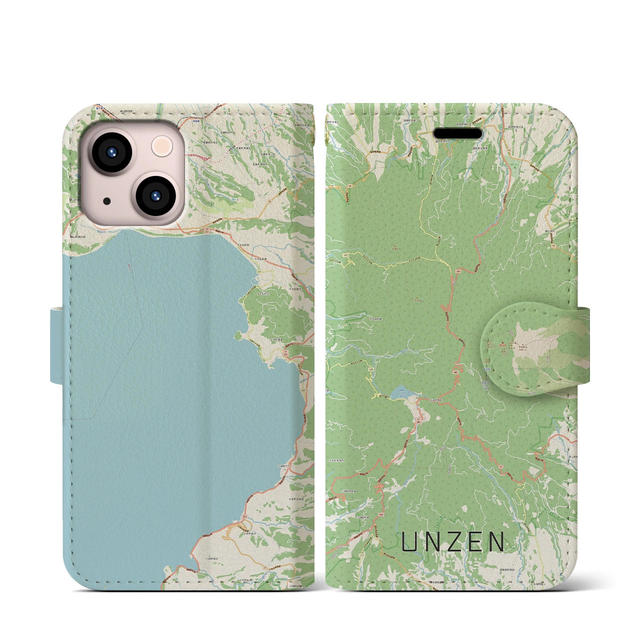 【雲仙（長崎県）】地図柄iPhoneケース（手帳タイプ）